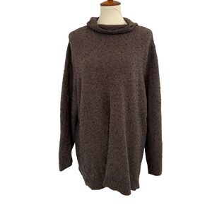 J. Jill Brown Speckled Cowl Neck Wool Blend Oversized Sweater Womens XL Marled